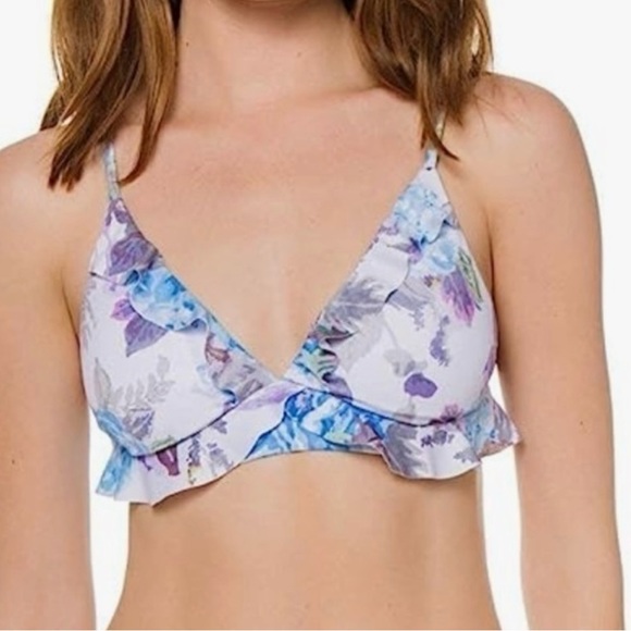 ❗️3 for $10❗️BECCA by Rebecca Virtue Vintage Floral Bikini Top Sz L - Picture 1 of 3
